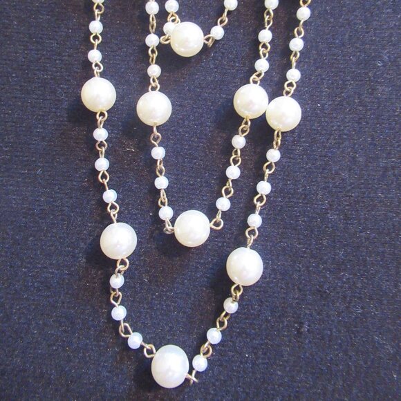 6 Strands, Champagne Pearl Necklace, Gold, 20" Long, Luxury, Faux, - Picture 13 of 14